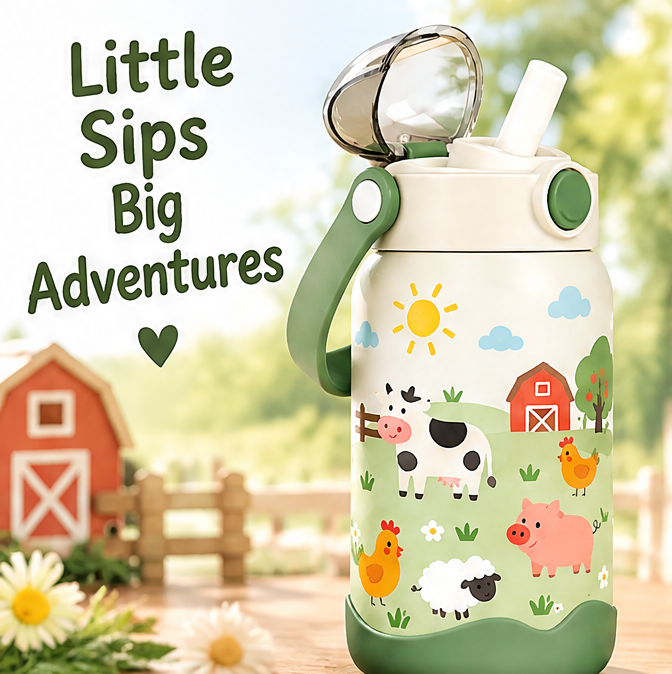 🍼 MYORVIVAO® Little Explorer Kids Insulated Water Bottle – 15oz