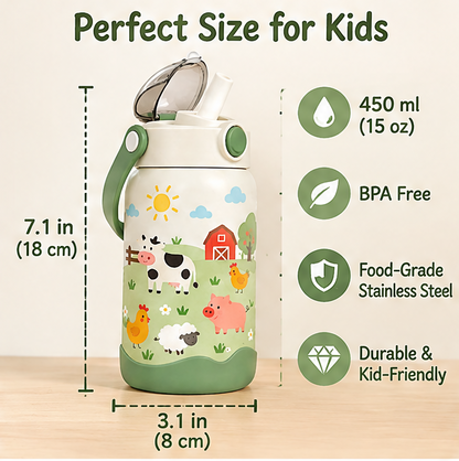 🍼 MYORVIVAO® Little Explorer Kids Insulated Water Bottle – 15oz