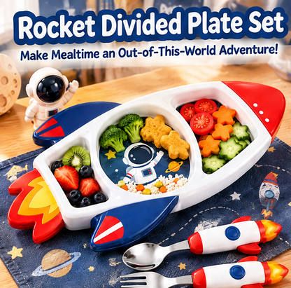 👨‍🚀 MYORVIVAO® Little Astronaut 3-Piece Rocket Dinnerware Set