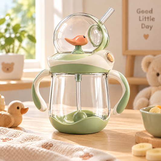 🦆 MYORVIVAO® Cute Duck Toddler Sippy Cup – 10oz  Weighted Straw & Handles