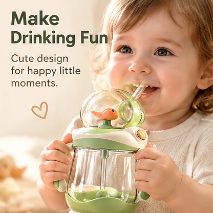 🦆 MYORVIVAO® Cute Duck Toddler Sippy Cup – 10oz  Weighted Straw & Handles