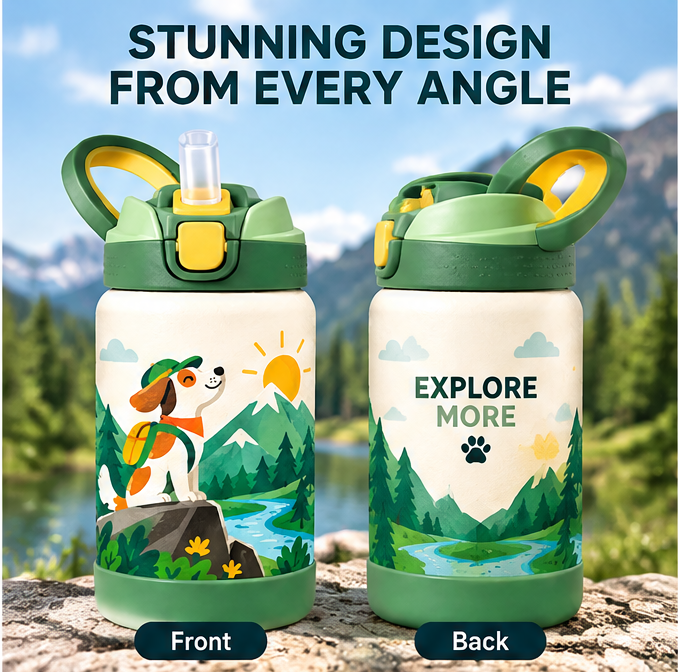 🧭 MYORVIVAO® Little Explorer Kids Adventure Water Bottle – 14oz