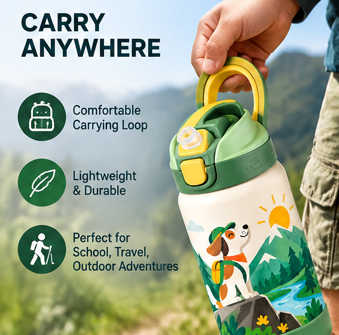 🧭 MYORVIVAO® Little Explorer Kids Adventure Water Bottle – 14oz
