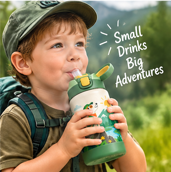 🧭 MYORVIVAO® Little Explorer Kids Adventure Water Bottle – 14oz