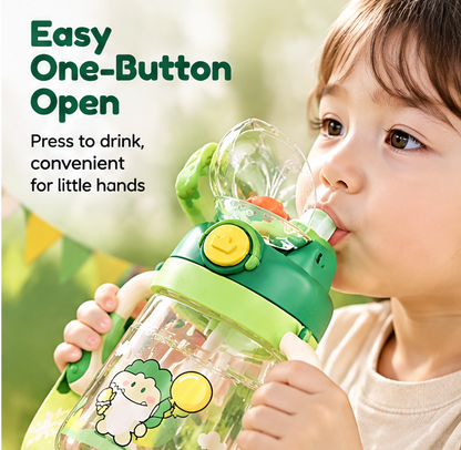 🐳 MYORVIVAO® Little Explorer Whale Kids Tritan Water Bottle – Spray Straw & Shoulder Strap