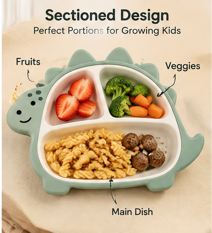🍽️ MYORVIVAO® Dino Mealtime Set – 5-Piece Silicone Toddler Feeding Set