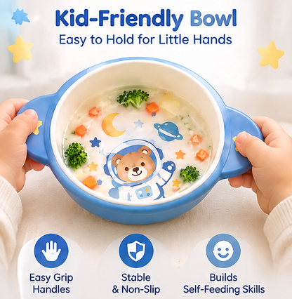 🐻 MYORVIVAO® Space Astronaut Bear 5-Piece Kids Dinnerware Set