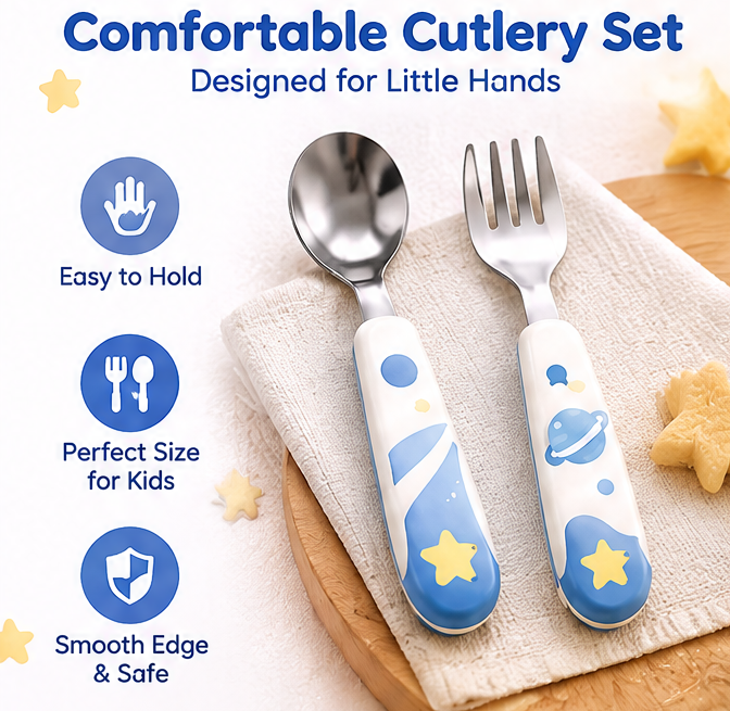 🐻 MYORVIVAO® Space Astronaut Bear 5-Piece Kids Dinnerware Set