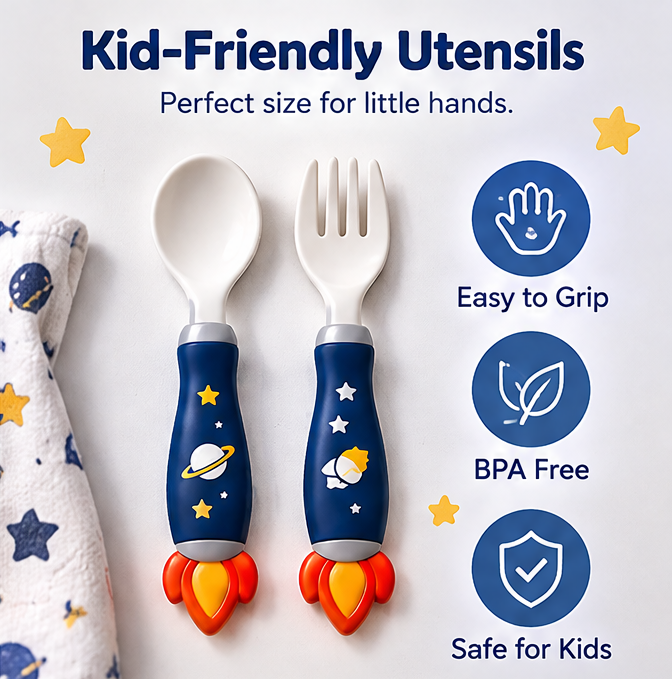 🚀 MYORVIVAO® Space Rocket 5-Compartment Kids Dinnerware Set