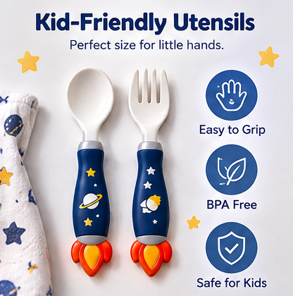 🚀 MYORVIVAO® Space Rocket 5-Compartment Kids Dinnerware Set