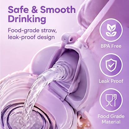 🧸 MYORVIVAO® Kawaii 3D Cartoon Water Bottle Leak-Proof BPA-Free with Straw & Strap